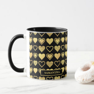 Metallisch goldene Akzent-Herzen Valentinstag-Gesc Tasse