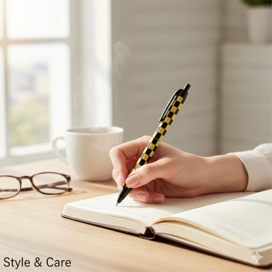 Metallisch goldener schwarzer quadratischer Boxenm Kugelschreiber