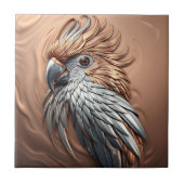 Metallisch goldener silberner geprägter Kakadu-Pap Fliese (Vorderseite)