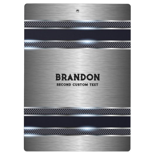 Metallisch, grau, industriell geometrisch, monogra klemmbrett (Rückseite)
