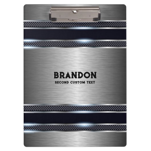 Metallisch, grau, industriell geometrisch, monogra klemmbrett (Vorderseite)