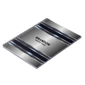 Metallisch, grau, industriell geometrisch, Monogra Notizblock (Linke Seite)