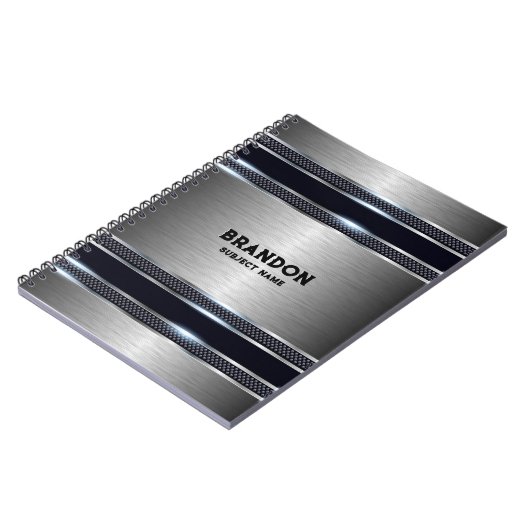 Metallisch, grau, industriell geometrisch, Monogra Notizblock (Linke Seite)