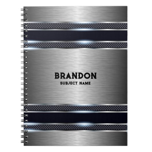 Metallisch, grau, industriell geometrisch, Monogra Notizblock (Vorderseite)