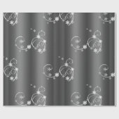 Metallisch grau, weiße Wirbel Weihnachten Geschenkpapier (Flach)