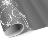 Metallisch grau, weiße Wirbel Weihnachten Geschenkpapier (Rolleneckpunkt)