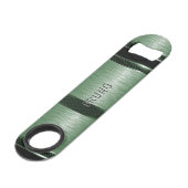 Metallisch grüne Textur schwarze Industriestreifen Speed Flaschenöffner (Vorderseite Schrägansicht)