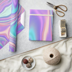 Metallisch Irisierend Regenbogen Rosa Aqua Lila Geschenkpapier