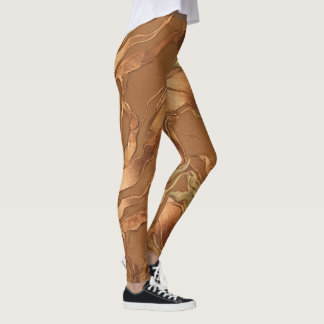 Metallisch Kupfer Flüssigkeit Abstrakte Wellenstru Leggings