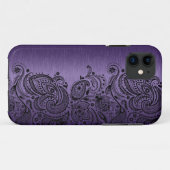 Metallisch Lila mit Black Paisley Lace Case-Mate iPhone Hülle (Rückseite (Horizontal))