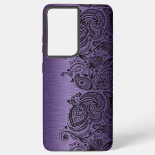 Metallisch Lila mit Black Paisley Lace Samsung Ga Galaxy Hülle