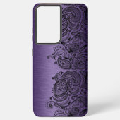 Metallisch Lila mit Black Paisley Lace Samsung Ga Samsung Galaxy Hülle (Rückseite)