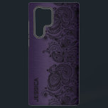 Metallisch Lila mit Black Paisley Lace Samsung Galaxy Hülle<br><div class="desc">Bild eines lila Hintergrunds aus Metall mit schwarzem Paisley-Akzent.</div>