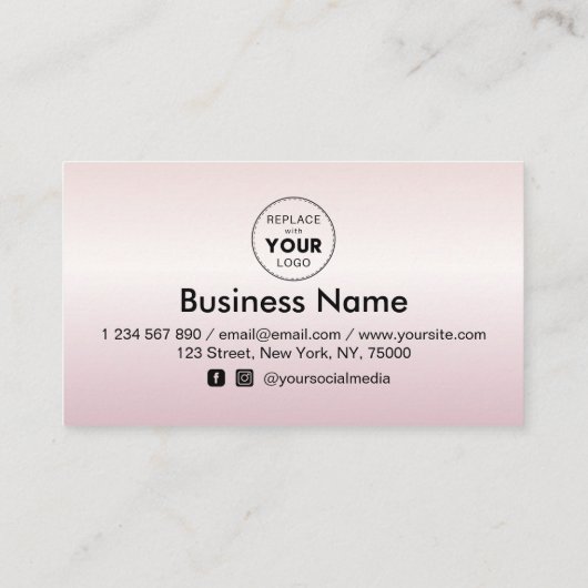 Metallisch Pink Chic Gradient Heart Add Logo Schön Treuekarte (Rückseite)