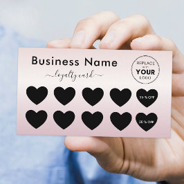 Metallisch Pink Chic Gradient Heart Add Logo Schön Treuekarte