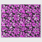 Metallisch Pink Floral Damask Geschenkpapier (Flach)