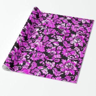 Metallisch Pink Floral Damask Geschenkpapier