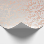 Metallisch Rosa Rose Gold Blush Grau SilberDamasku Geschenkpapier (Ecke)