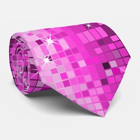 Metallisch rosa Sequins Look Disco Mirrors Blend Krawatte (Gerollt)