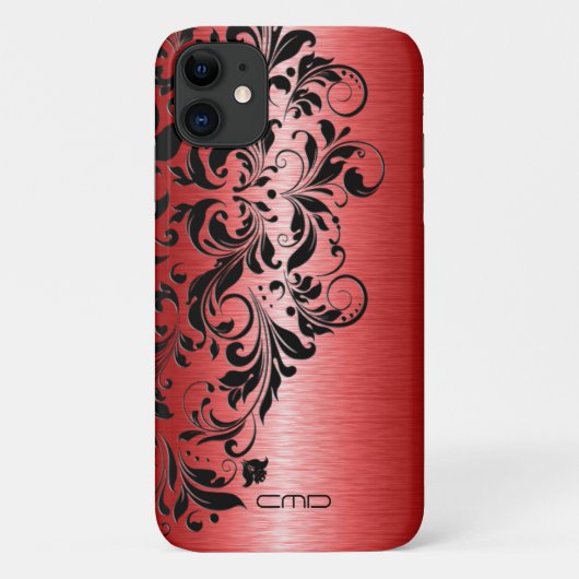 Metallisch rot gebürstetes Aluminium schwarz Spitz Case-Mate iPhone Hülle (Rückseite)