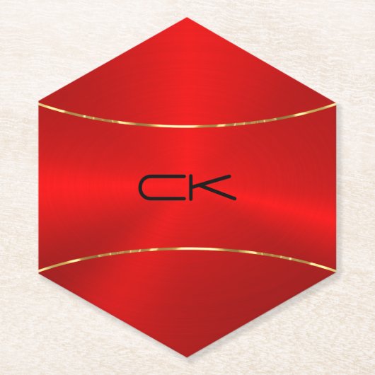 Metallisch rot mit Goldakzent Untersetzer (Vorderseite)