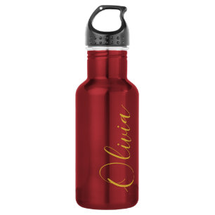 Metallisch rote Olivia Script Name Designart Edelstahlflasche