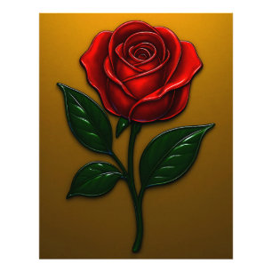 Metallisch Rote Rose in Glanz Fotodruck