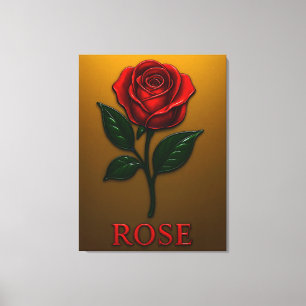 Metallisch Rote Rose in Glanz Leinwanddruck
