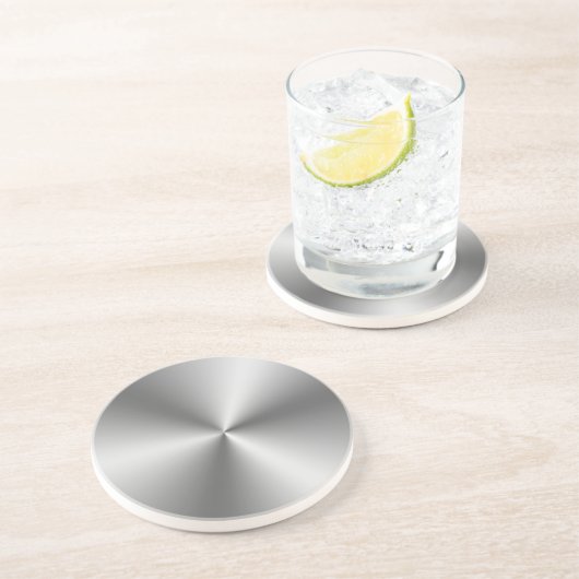 Metallisch Silber Sandstein Untersetzer (Seite)