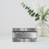 Metallisch Silber Visitenkarte (Stehend Vorderseite)