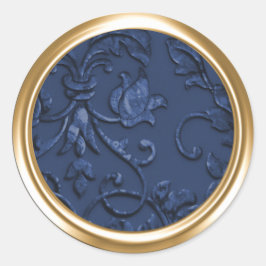 Metallisch verkleidet aussehen Damaske in Navy Blu Runder Aufkleber