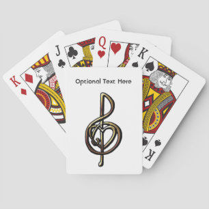 Metallisch verkleidete musikalische Treble Clef mi Spielkarten