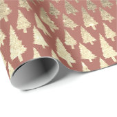 Metallische 14k Gold Glitzer Weihnachtsbaumen auf Geschenkpapier (Rolleneckpunkt)