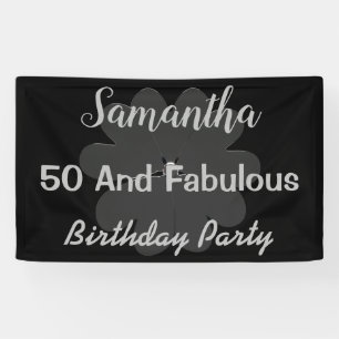 Metallische 3D Silber Blume 50 & Fabulous Banner