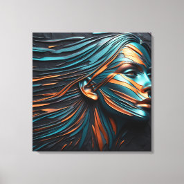Metallische Abstrakte Frauenkunst. Leinwanddruck