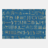 Metallische ägyptische Hieroglyphen auf blau Geschenkpapier Set (Vorderseite 3)