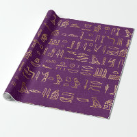 Metallische ägyptische Hieroglyphen auf Lila