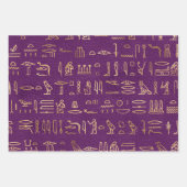Metallische ägyptische Hieroglyphen auf Lila Geschenkpapier Set (Vorderseite 2)