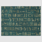 Metallische ägyptische Hieroglyphen auf Waldgrün Seidenpapier (Vorderseite)