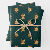 Metallische ägyptische Scarab-Käfer auf Grün Geschenkpapier Set (Beispiel)