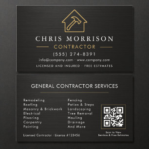 Metallische allgemeine Bau schwarze Gold-QR-Code Visitenkarte