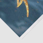 Metallische Aquamarine goldenserpente Drachendekou Seidenpapier (Ausschnitt)