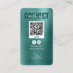 Metallische Aquamarine Verbindung mit dem QR-Code  Visitenkarte