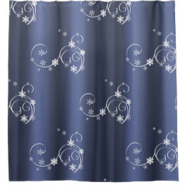 Metallische Aquamarine, weiße Wirbel Weihnachten Duschvorhang