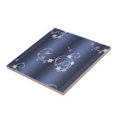 Metallische Aquamarine, weiße Wirbel Weihnachten Fliese (Seite)