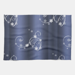 Metallische Aquamarine, weiße Wirbel Weihnachten Handtuch