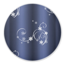 Metallische Aquamarine, weiße Wirbel Weihnachten Keramikknauf