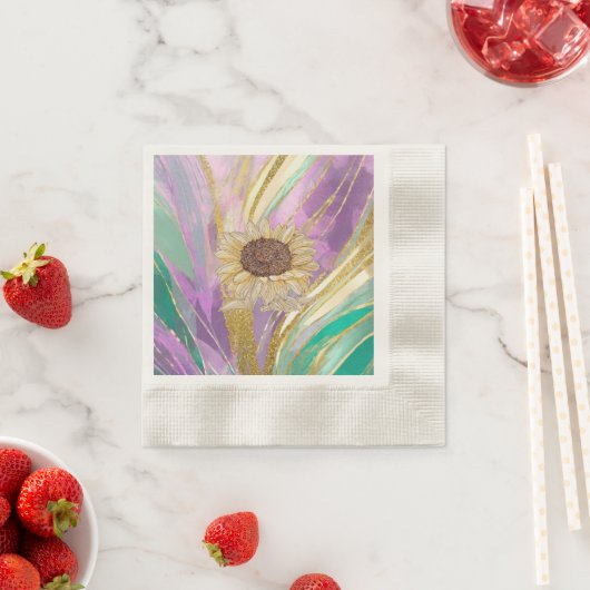 Metallische Art Sonnenblumenpapier Cocktail Cockta Serviette (Beispiel)