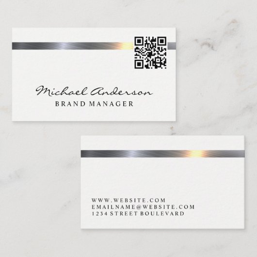 Metallische Bar | QR-Code Visitenkarte (Vorne/Hinten)