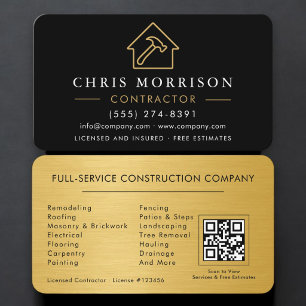 Metallische Bauunternehmer-QR-Code Visitenkarte